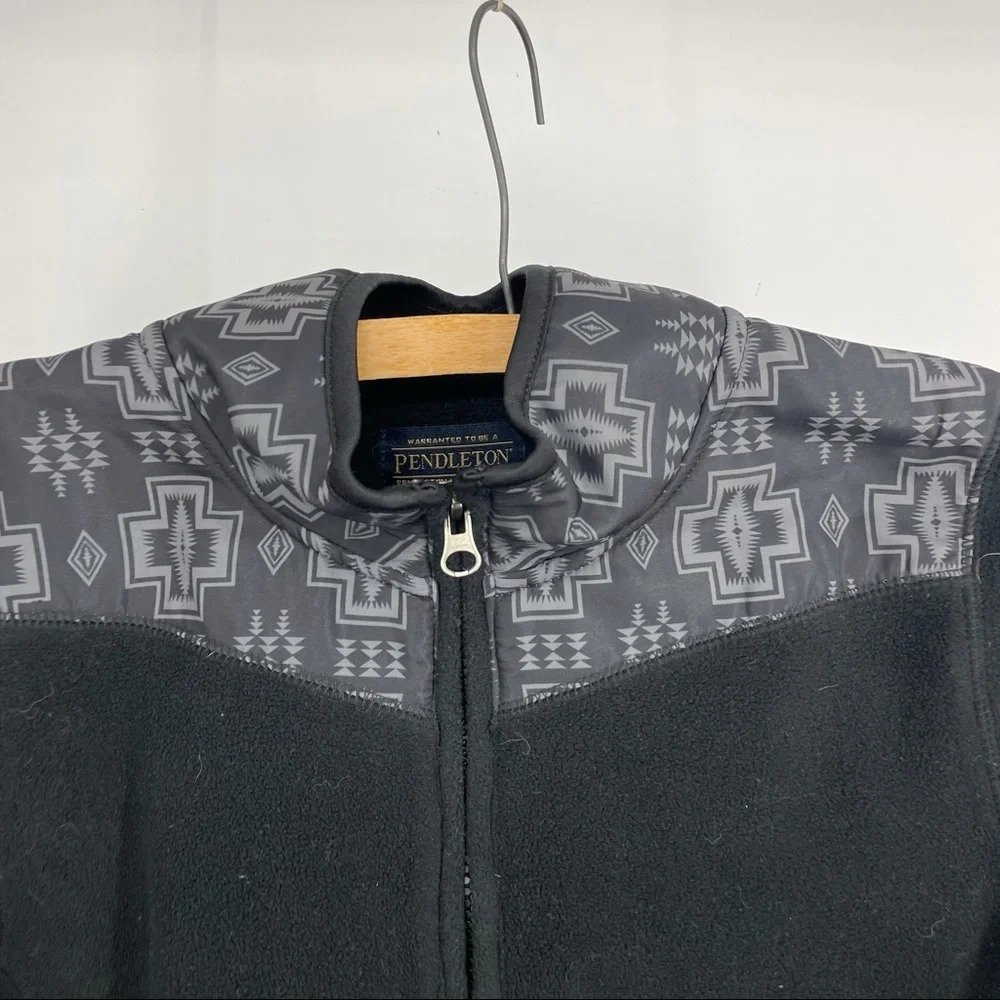 Pendleton Black Fleece Pullover W Pattern Trim M - image 3